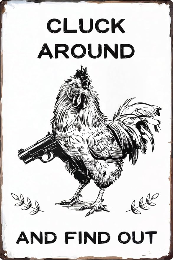 Funny Chicken Gifts Chicken Cluck Around and Find Out Tin Sign for Home Farm Chicken Coop Farmhouse Kicthen Garden Decor 8x12 in