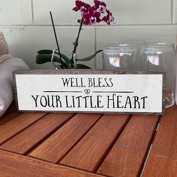Wood & Metal Southern Sign – Weatherproof Indoor Outdoor Wall Decor – Rustic Charm with "Well Bless Your Little Heart" – Gift-Wrapped & Ready to Give
