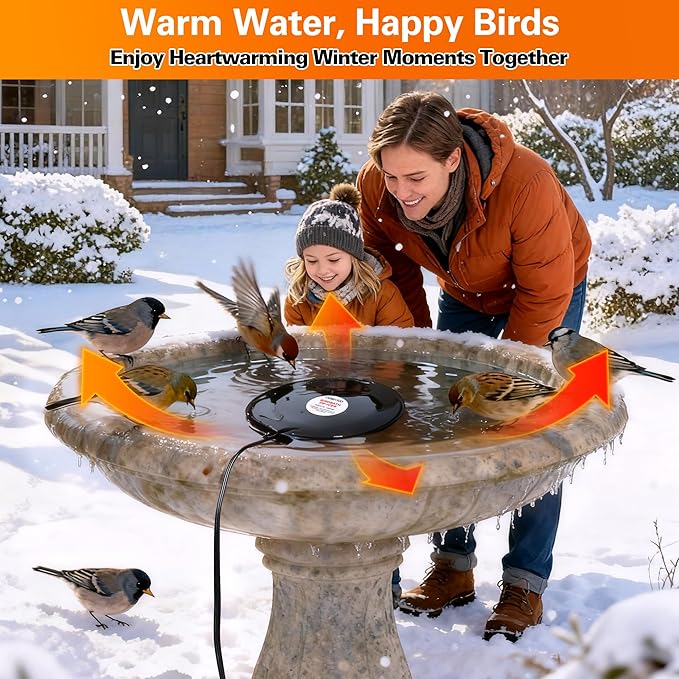 Dreyoo Bird Bath De Icer, 60w Submergible De Icer, Thermostatic Controlled Winter Water Heater Deicer for Bird, Chicken, Duck, Farm Trough, Design Patent Product(3 Pack)