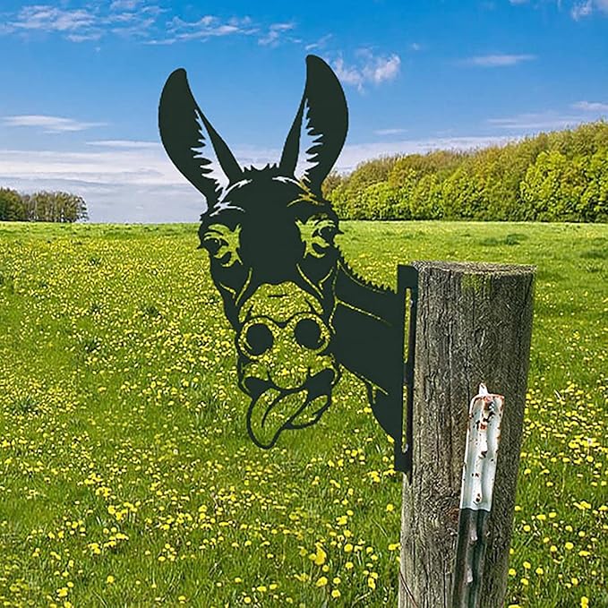 Farm Peeping Cow Metal Art Outdoor Decor Garden Fence Decoration, Farmhouse Backyard Hang Artwork Wall Decor, Outdoor Yard Patio Lawn Statue Gift for Loved Dad Grandpa (Mouse)
