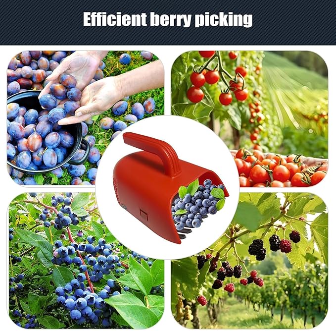 Cherry Berry Picker, Ergonomic Handheld Comb and Scoop Tool, Harvest Berries,Cherries Efficiently, Collect Leaves Fruit or Lawn Debris, Outdoor Gardening Tool for Trees Plants Orchard Farm Backyard
