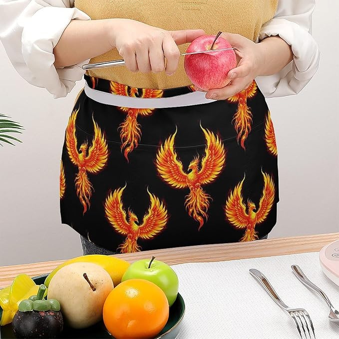 Short Aprons for Servers Unisex Chef Works Waitress Apron with 3 Pockets
