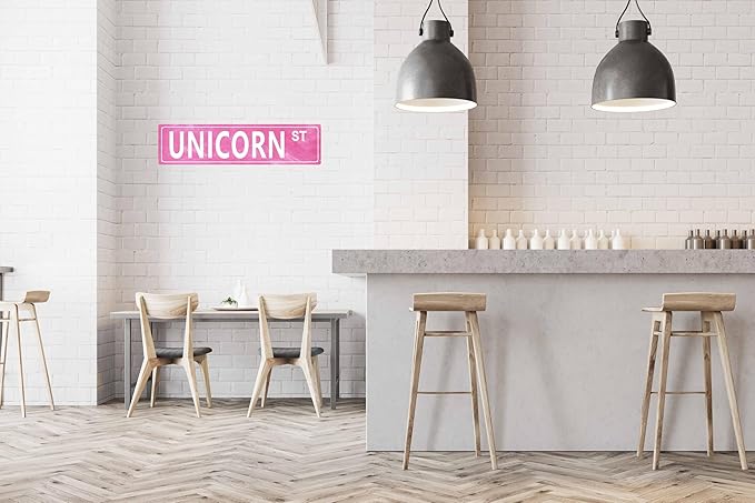 Vintage Unicorn St Wall Vintage Metal Tin Sign 4x16 in Distressed Girls Pink Retro Decor for Home Garage Cafe Bar Indoor/Outdoor Multi-Purpose Holiday Decoration