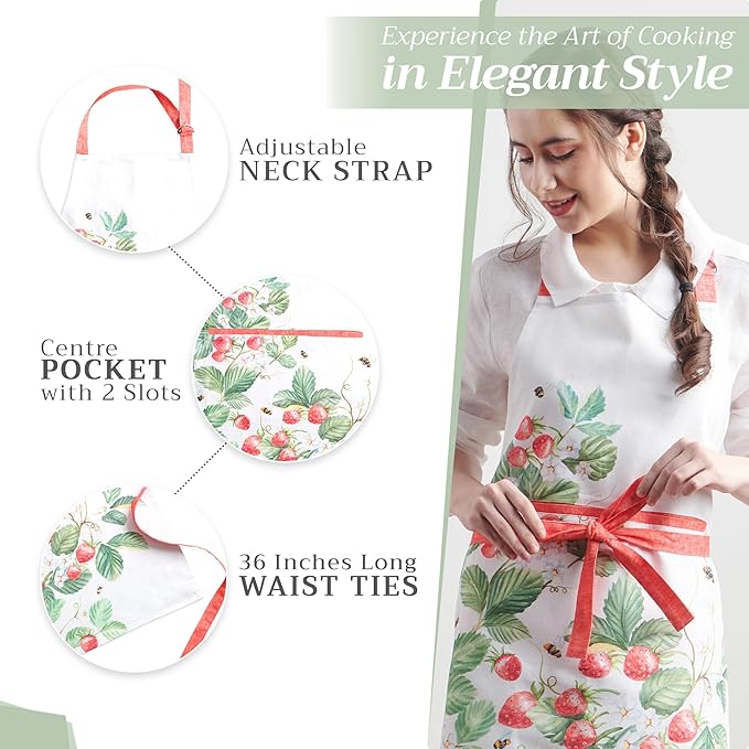 Maison d' Hermine 100% Cotton Apron for women with Pocket Kitchen Chef Apron for Men Cooking Easter Decorations