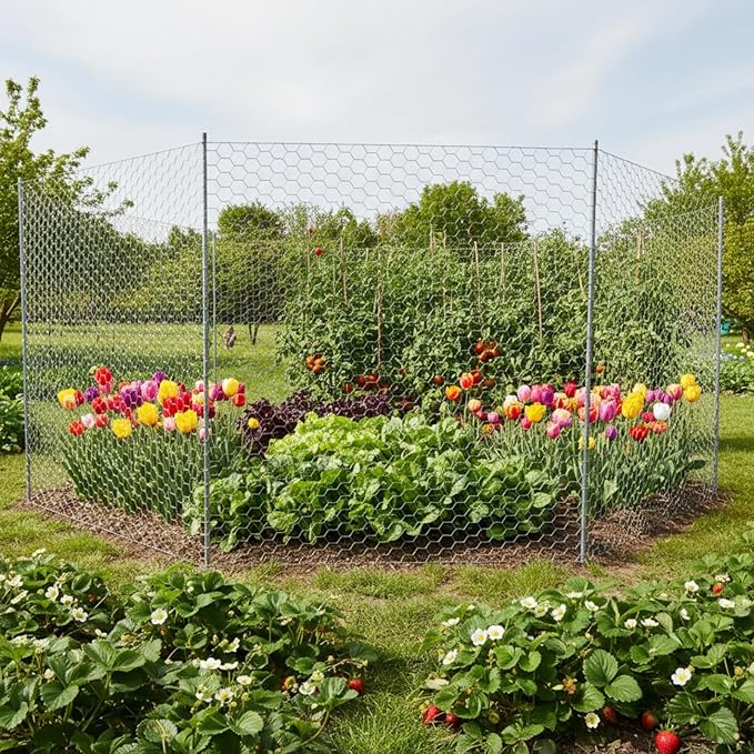 48 in x 200 ft Chicken Wire Fencing Mesh, Metal Floral Chicken Wire for Floral Arrangements, 0.6 Inch Hexagonal Galvanized Poultry Netting for Garden, Coop Barrier, Duck Rabbit Cage(Silver)