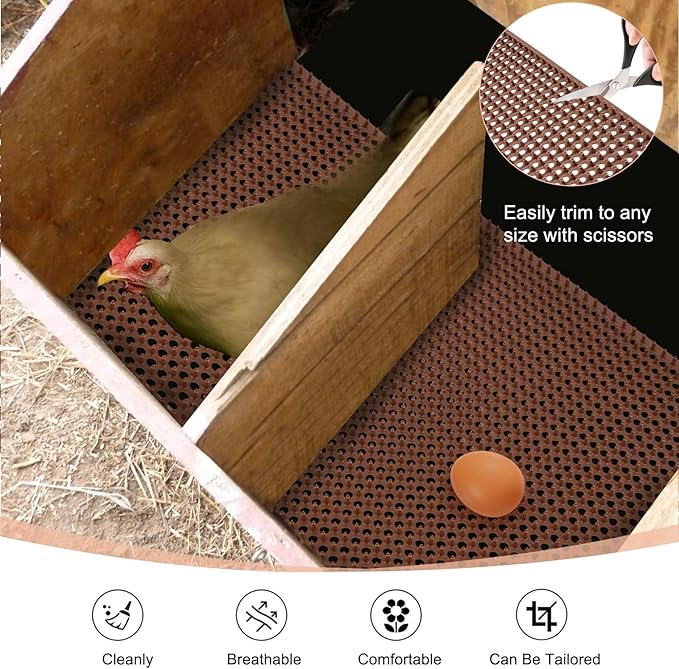 6 Pack Chicken Nesting Pads for Chicken Coop,12"x14" Plastic Nesting Pads for Chicken House,Reusable Washable Nesting Box Pads for Chicken Coop Bedding Use