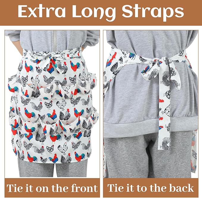 Egg Collecting Apron, Durable Canvas Chicken Egg Apron with 15 Deep Pockets, Elastic Closures and Hook Fresh Eggs Collecting for Chicken Duck Goose Eggs
