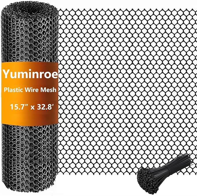 Plastic Chicken Wire Mesh Fencing, 15.7IN x 32.8FT Rigid Plastic Wire Mesh Fence Roll, Garden Balcony Fencing Barrier Netting for Farms, Poultry, Yards, Dog, Cat (0.4m x 10m)