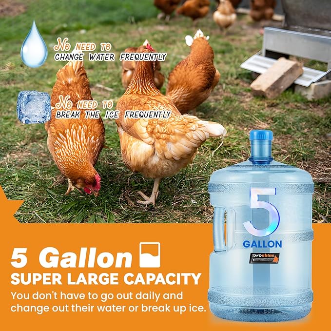 5 Gallon Chicken Waterer for Winter, Heated Chicken Waterer, Temp Controlling for Chickens, Ducks, Geese and Chicken Coop