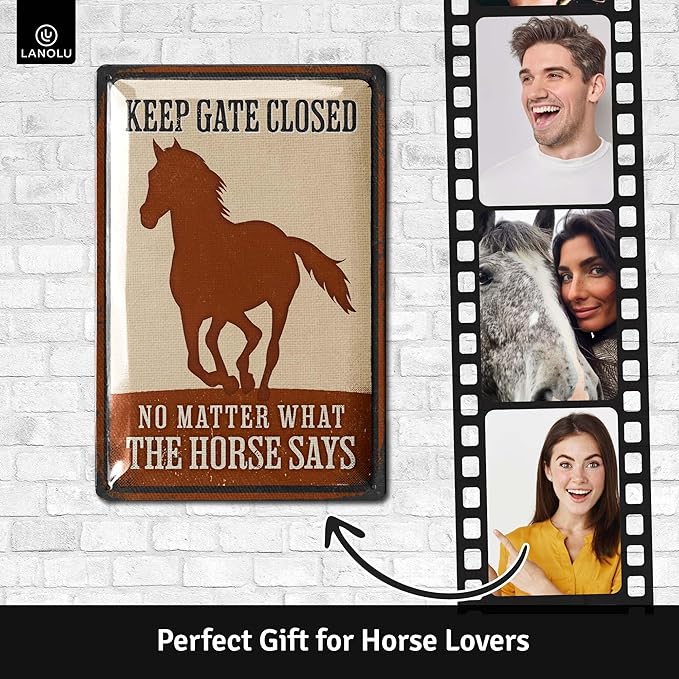 Vintage Tin Sign - Horse Barn Decor, Outdoor Horse Decor, 12x8"