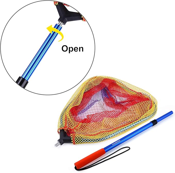 Kids Fishing Net - Telescoping Bait, Minnow, and Butterfly Net With 11.4" Depth, Handle Extends to 30" for Easy Catch and Release