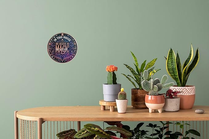 CSWLJS Vintage Metal Tin Sign “In This House We Believe in Magic” – 8×12″ Wall Decor for Home, Bedroom, Kitchen, Gift