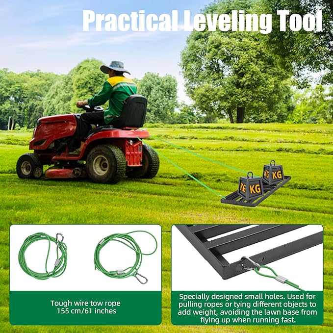 Lawn Leveling rake 51"x9.4" Levelawn Tool with 70.5" Adjustable Long Handle Heavy Duty Landscape Leveling Rake Lawn Leveler Yard Tool for Backyard, Golf Course, Garden, Pasture, Farm