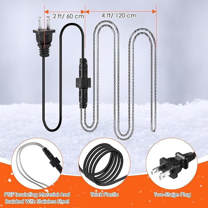 Saillong Chickens Water Heater Cord, Heated Chicken Waterer for Winter, Freeze Proof Heated Waterer for Poultry, Small Animals (Rabbits, Guinea Pigs, etc.), Prevent Water Freezing in Drinkers (1 Pack)