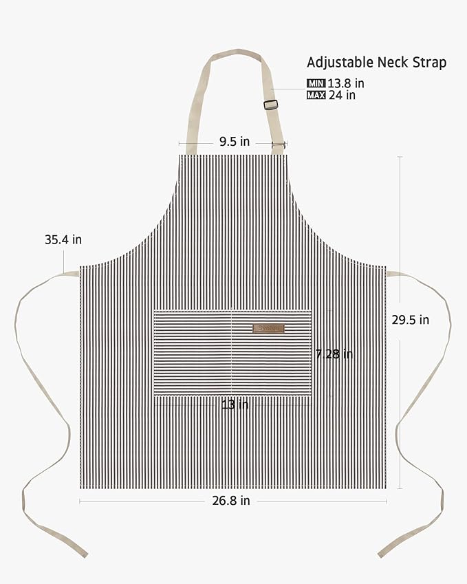 Syntus Adjustable Bib Apron with 2 Pockets Cooking Kitchen Aprons for Women Men Chef
