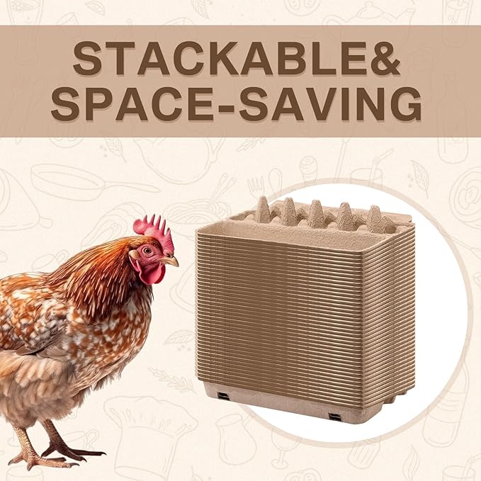 Honeydak 100 Pcs Egg Cartons Bulk 12 Count 2x6 Style Reusable Pulp Paper Egg Tray Dozen Storage Box Container Holder for Supermarkets Fresh Kitchen Family Farm Markets (11.81x10.04x2.76 In)