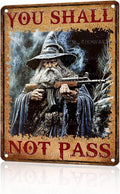 Vintage Witch Tin Sign You Shall Retro Metal Poster Not Pass Funny Gun Wall Art Cafe Office Wall Decorations for Home Bar Pub Club Cafe Shop Man cave Kitchen 16 * 12 In