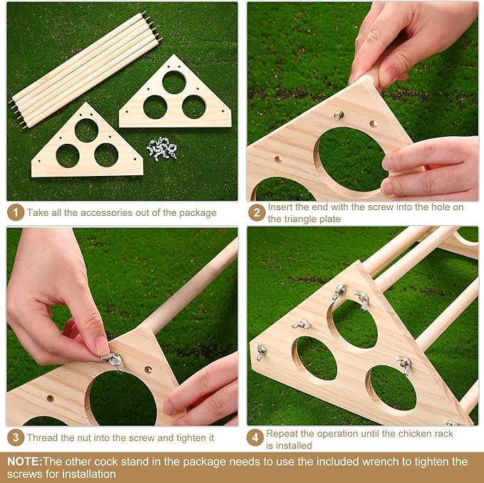 2 Pieces Chicken Perch Hens Handmade Perch Stand Toy Chicken Wood Stand Chicken Toy Wooden Roosting Jungle Chick Gym for Bird Parrot Hens Backyard Baby Chick Supplies