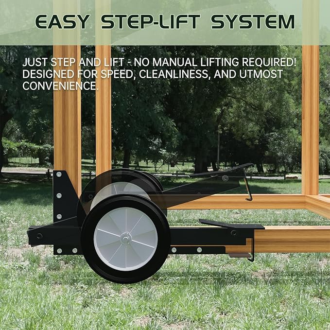 Chicken Coop Wheels Kit - Portable Poultry Tractor Mobilization Steel Chicken Coop Accessories - Set of 6 Chicken Run Wheels-Chicken Cage Not Included-Patent Pending