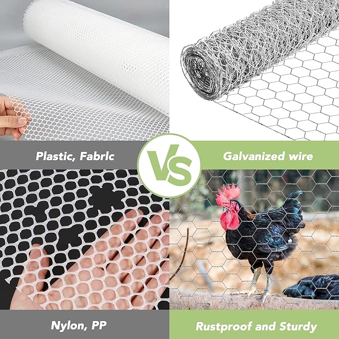 HOOPLE Chicken Wire, 17Inx40FT Chicken Wire Fencing for Garden Poultry, Hexagonal Galvanized Chicken Wire Mesh, Rustproof and Sturdy, Animal Barrier Mesh, Wire Fence Rolls for DIY Project.