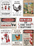 8 Pack Chicken Coop Signs, Funny Chicken Decor for Outdoors, and Wall Art for Chicken Lovers Metal Signs for Farmhouse, Garden, or Kitchen Decor (8x12 Inch)