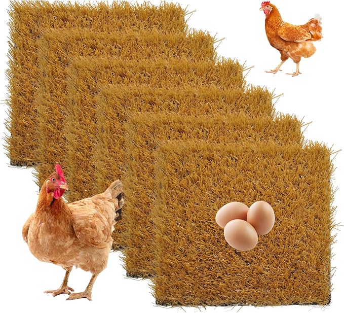6 Pack Chicken Nesting Box Pads,Washable Artificial Grass Rug Chickens Bedding Reusable Laying Eggs Turf Nesting Mats for Chickens Coop Pet Outdoor Indoor