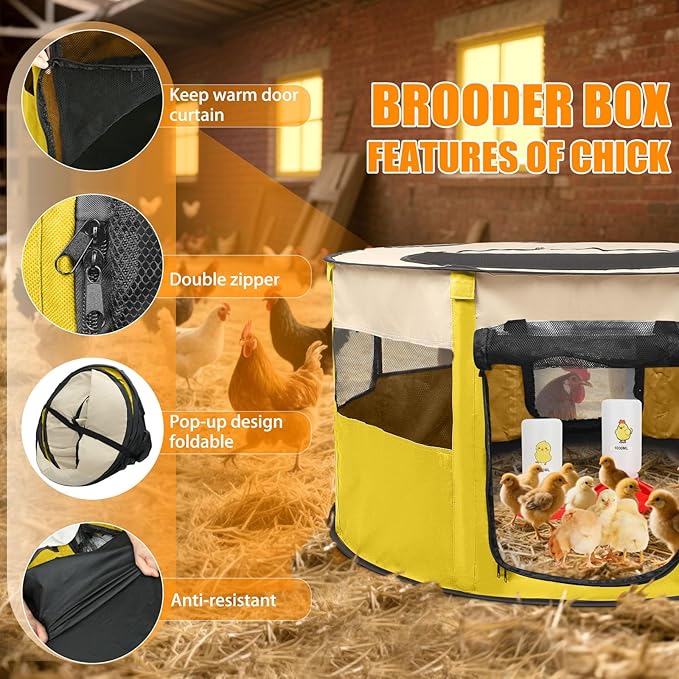 Chicken Brooder Box for Chick Starter Kit - 2026 Upgrade XL (Extra Large) Double Door Chick Brooder Pen//Holds Up to 20 Baby Chicks, Ducklings, Quail(Yellow)