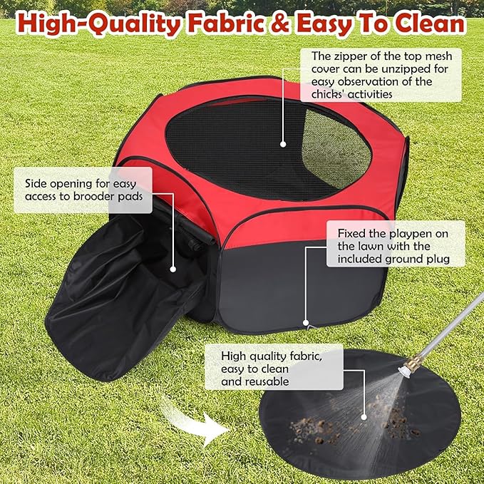 Chicken Brooder Box Double Door Playpen, Baby Chick Duck Quail Starter Kit, 15 Bird Capacity
