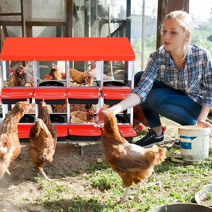 Nesting Boxes for Chickens - 8-Hole Chicken Nesting Boxes for Laying Eggs,Chicken Nesting Box with Lockable Lid - Secure Egg Laying Box for Farm & Backyard - Easy Egg Collection & Protection