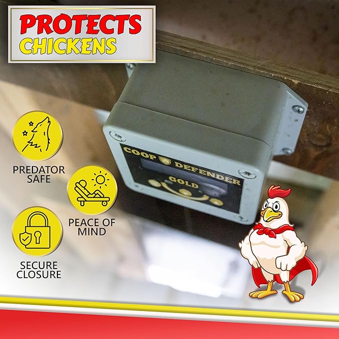 My Favorite Chicken Automatic Chicken Coop Door – Battery Powered Electric Chicken Door with Auto Timer & Solar Sensor, Safe Smart Chicken Door Opener for Chicken & Duck Coops