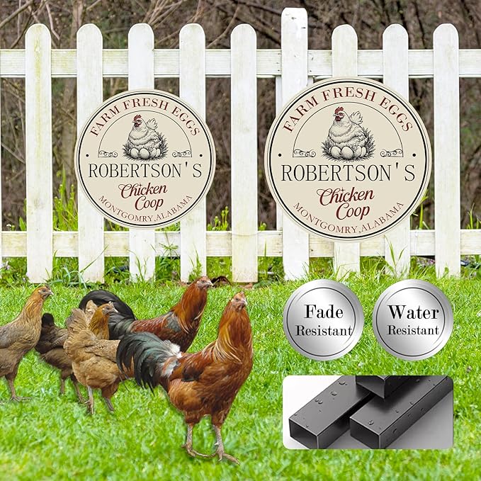 Custom Chicken Coop Metal Sign, Personalized Farmhouse Wall Decor, Vintage Fluffy Butt Hut Decor, Custom Name Sign for Farm, Gifts for Chicken Lovers
