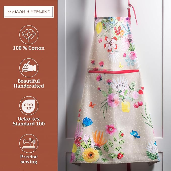 Maison d' Hermine 100% Cotton Apron for women with Pocket Kitchen Chef Apron for Men Cooking Easter Decorations