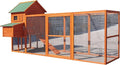 122" Deluxe Large Wood Chicken Coop Backyard Hen House with 4 Nesting Box Outdoor Run