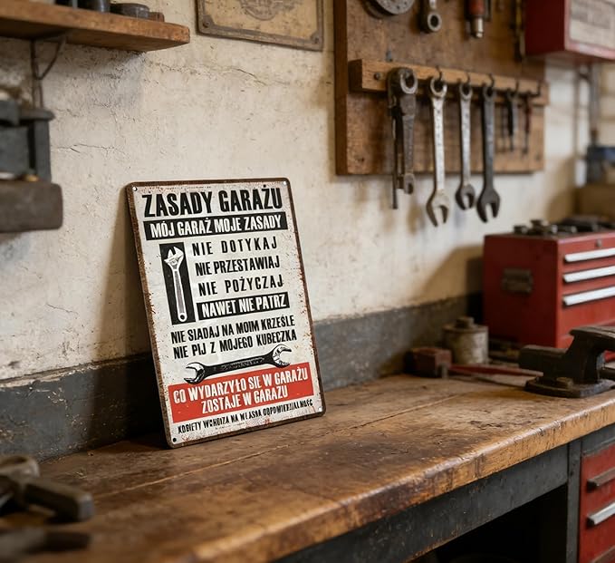 Funny Garage Metal Sign Rustic Farmhouse Wrench Tools Shop Accessories Tin Signs Vintage Man Cave Decor Car Mechanic Poster Aluminum Wall art for Workshop Garage 8x12 Inch