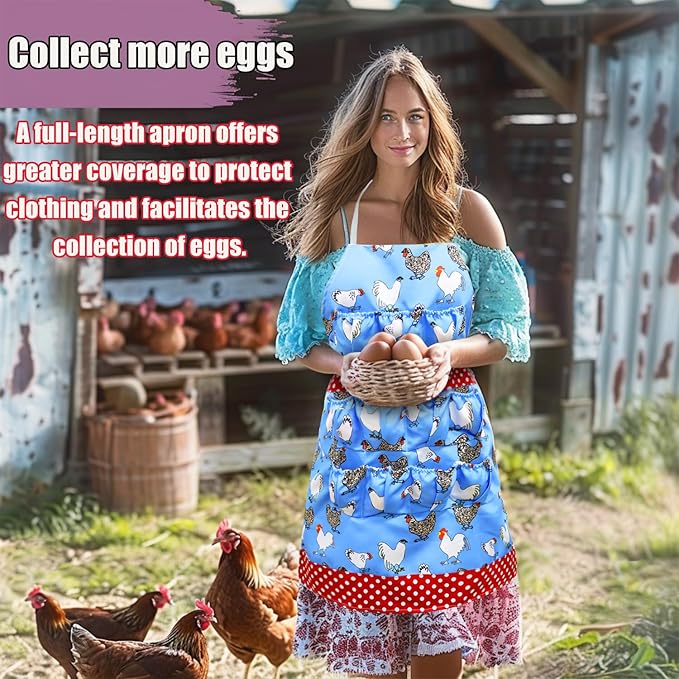 MOMWOW Chicken Egg Apron for Collecting Eggs - 11 Pocket Adult Egg Gathering Apron for Chicken Duck Goose Quail Eggs