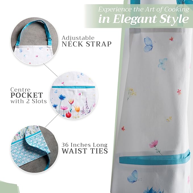 Maison d' Hermine 100% Cotton Apron for women with Pocket Kitchen Chef Apron for Men Cooking Easter Decorations