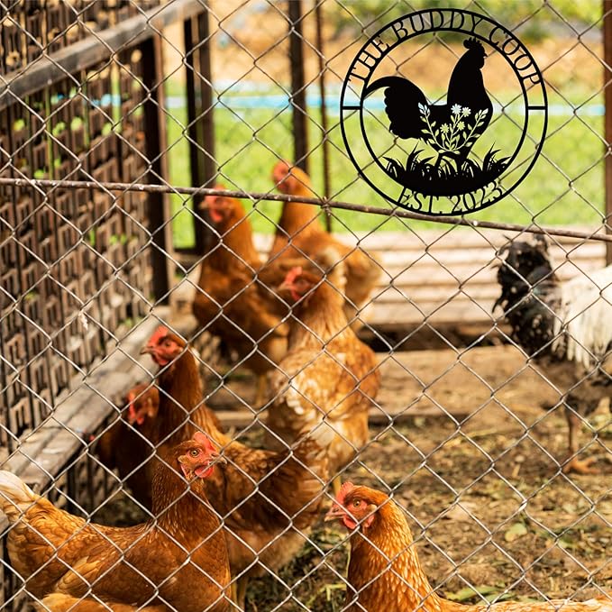 Personalized Metal Chicken Coop Sign - Custom Farm Name Sign for Farmhouse Outdoor Decor - Farmer Gift