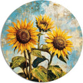 Round Sign Sunflowers Metal Tin Sign for Home Farm House Rustic Garden Yard Vintage Outdoor Outside Porch Wreath Wall Funny Decor 8 Inch