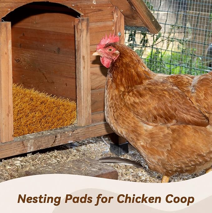 6 Pcs Washable Chicken Nesting Pads,Chickens Nesting Box Pads Chickens Nesting Pads Artificial Grass Rug Reusable Hens Nest Boxes Pad Chicken Coop Bedding for Laying Eggs (12 x 12 x 0.78 Inches)
