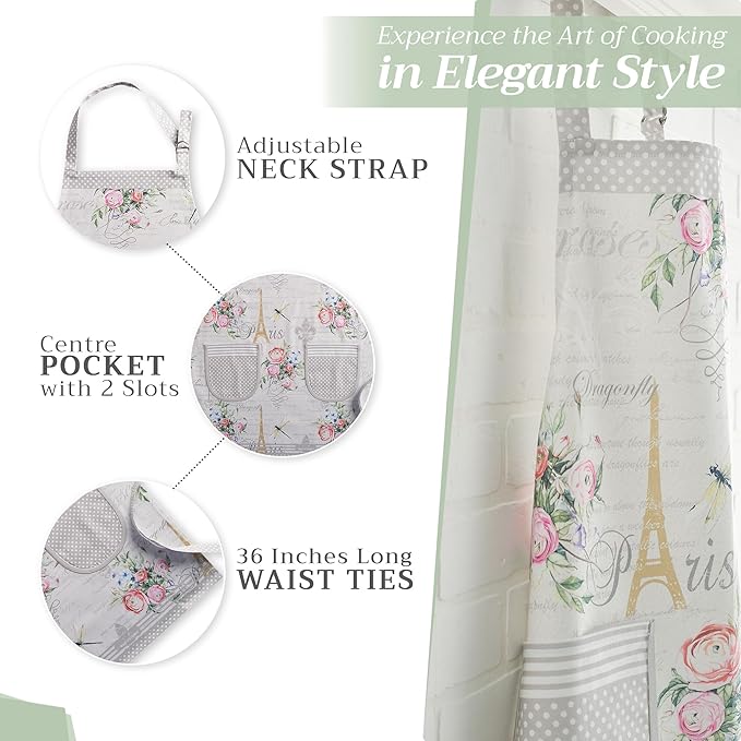 Maison d' Hermine 100% Cotton Apron for women with Pocket Kitchen Chef Apron for Men Cooking Easter Decorations
