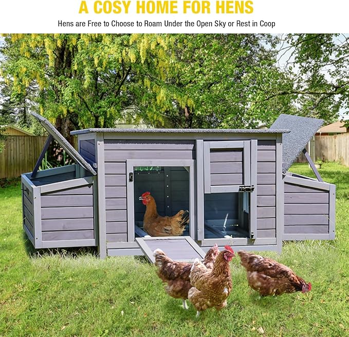 Aivituvin Chicken Coop with Two Nesting Boxes Large Wooden Hen House Outdoor Weatherproof Rabbit Hutch Duck Cage (AIR69)