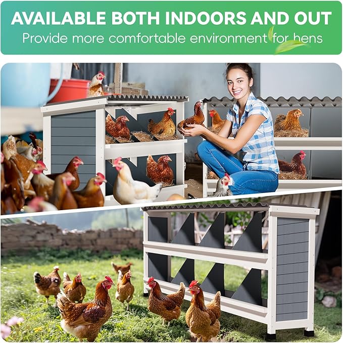 Chicken Nesting Boxes,8 Compartments Wooden Nesting Boxes for Chickens,Laying Boxes for Hens Ducks Poultry Protect Eggs Chicken Coops Easy Egg Collection (8 Hole)