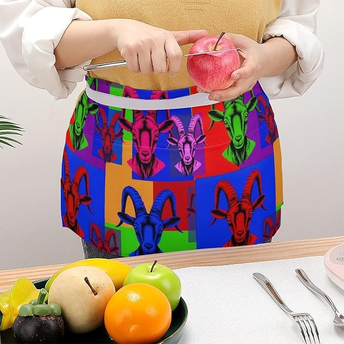 Server Apron with 3 Pockets Waist Waiter Waitress Half Apron Short Aprons