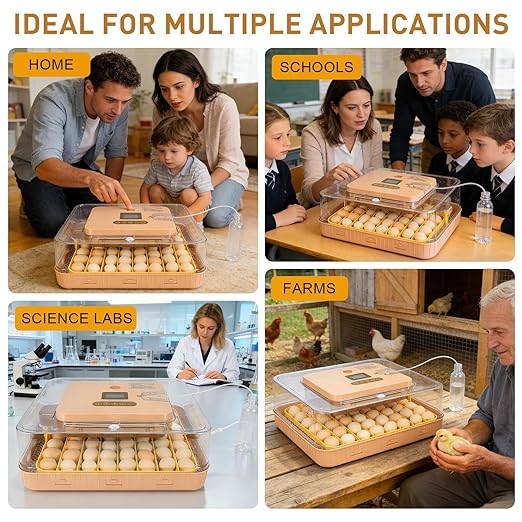 4th Gen – 56 Egg Fully Automatic Incubator, 2026 UpgradedDesign, Intelligent Sensor-Based Humidity & Temp Control, Custom Days, Adjustable Auto Turning & Stop, Chick Separator, Flexible Egg Spacing