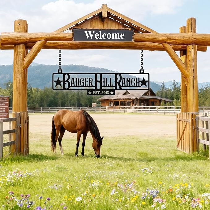 Personalized Farm Sign, Custom Ranch Sign, Custom Farm Metal Signs Outdoor, Customized Family Name Metal Signs for Farms, Ranch, Barn, Farmhouse, Housewarming Rancher Gifts