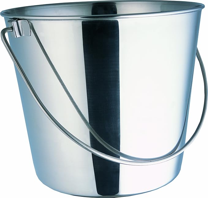 Indipets Heavy Duty Stainless Steel Pail - 13 Quart - Durable Dog Food and Water Storage