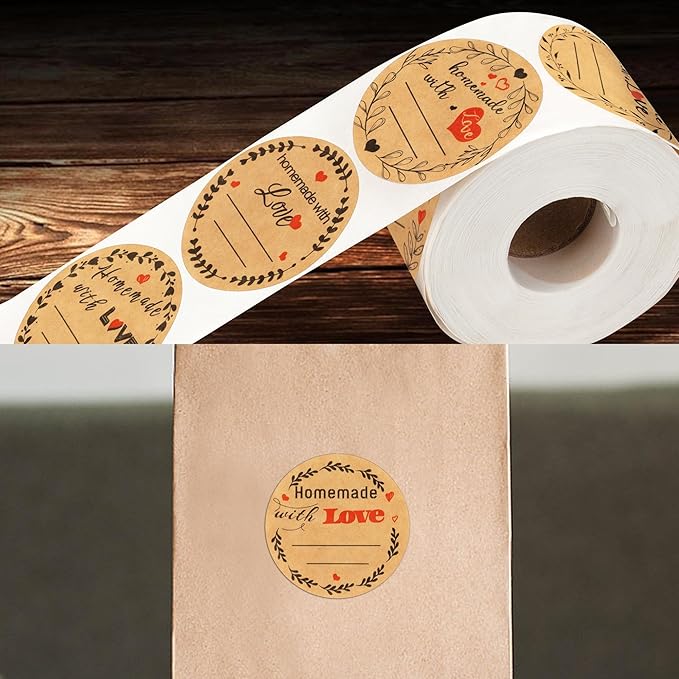 Jam and Jelly Jar Canning Labels for Mason Jars and More(2" Round 500/roll) with Lines for Writing- Jar Labels Jam, Jelly, and More (brown10)