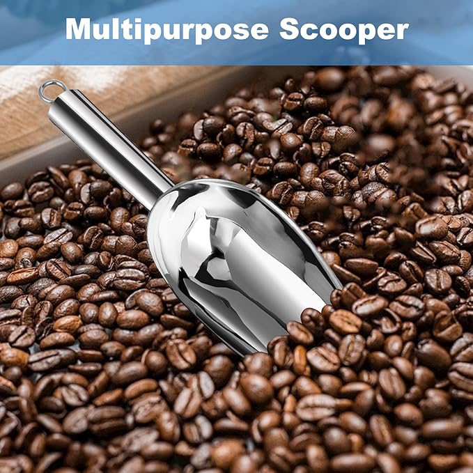 Metal Ice Scoop for Freezer,6 oz Stainless Steel Scooper for Ice Machine,Ice Bucket,Bar,Kitchen,Parties,Multipurpose Food Scoops for Ice Cubes,Popcorn,Flour,Candy,Pet Food (6 oz)
