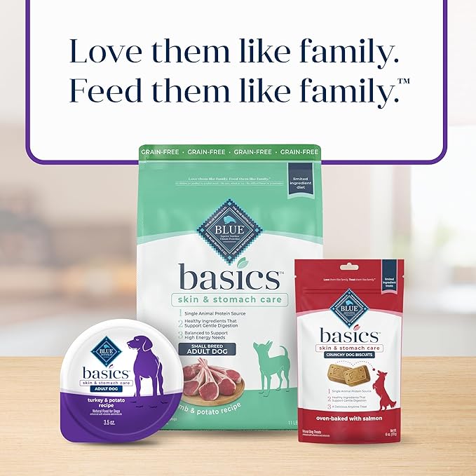 Blue Buffalo Basics Grain-Free Wet Dog Food for Small Breed Adult Dogs, Limited Ingredient Diet, Turkey Recipe, 3.5-oz Cups, 12 Count