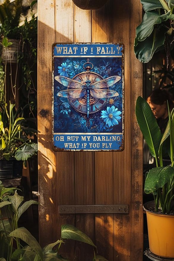 Metal Signs What If I Fall Oh But My Darling What If You Fly Wall Clock Sign Retro Aluminum Sign For Home Office Kitchen Bar Cafe Garden Wall Decor 16x12 Inch
